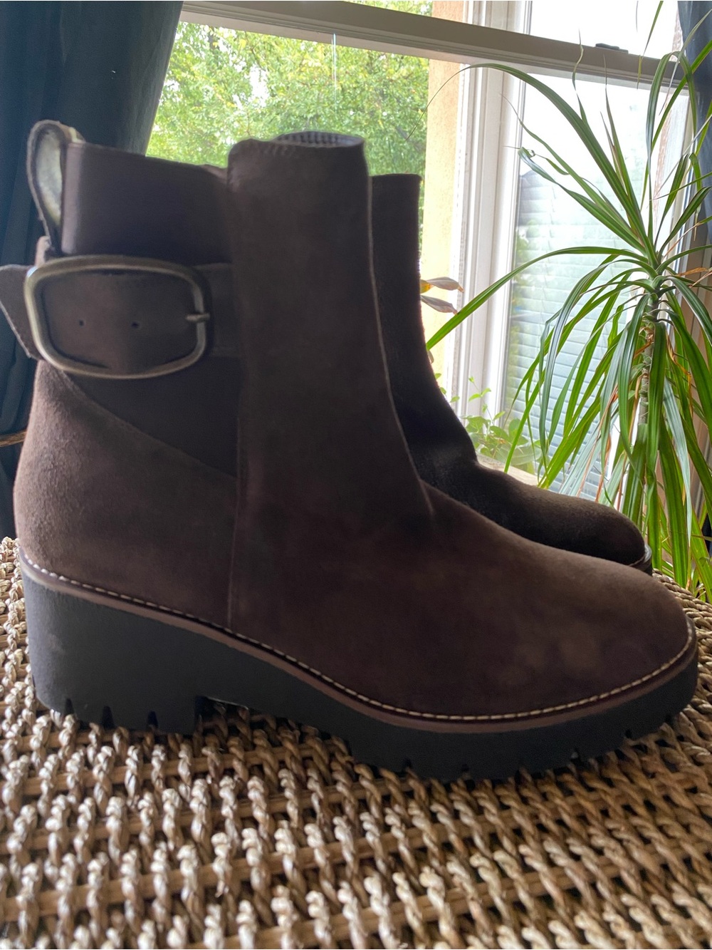 Blondo Dahlia Waterproof Suede Ankle Boots Brown Buckle 10